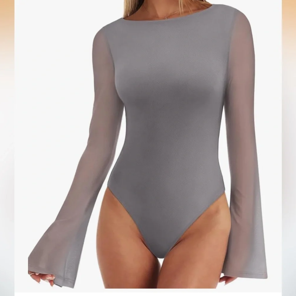 BRAND NEW | ReoRia Gray Long Sleeve Bodysuit | Size M 🩶 - Picture 2 of 8